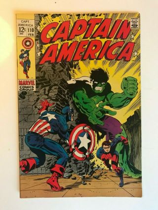 Captain America 110 The Hulk Jim Steranko,  Marvel 1969 Gorgeous Owner