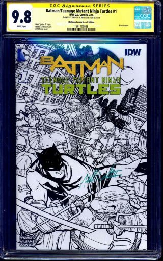 Batman Teenage Mutant Ninja Turtles 1 Midtown Sketch Variant Cgc Ss 9.  8 Signed