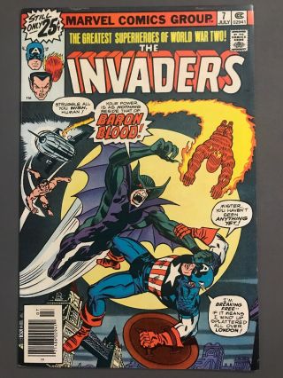 Marvel Comics 1976,  The Invaders 7,  Vf,  1st Appearance Baron Blood (9.  2 - 9.  6)