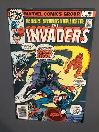 Marvel Comics 1976,  The Invaders 7,  VF,  1st Appearance Baron Blood (9.  2 - 9.  6) 2