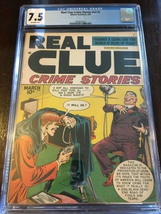 2nd Highest Graded Real Clue Crime Stories V3 1 Cgc 7.  5 Ow Gangster Photograph