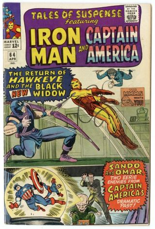 Tales Of Suspense 64 Fn/vf 7.  0 Ow/white Pages Iron Man Captain America 1965