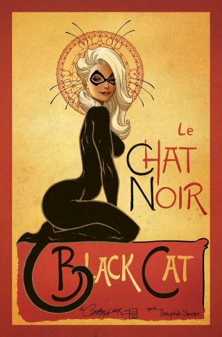 Black Cat 1 J Scott Campbell Sdcc Excl.  Le Chat Noir D Signed W/
