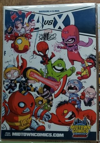 Avengers Vs X - Men 1 Signed By Skottie Young Midtown Comics Exclusive