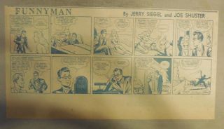 Funnyman Sunday Page By Siegel & Shuster 8/21/1949 Third Page Size Very Rare