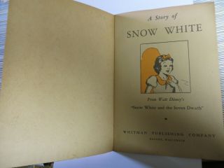 A STORY OF SNOW WHITE - DISNEY STORYBOOK - 1044 1938 WHITMAN PUBLISHING CO. 3