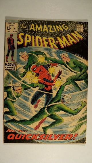 The Spider - Man 71 (apr 1969,  Marvel) John Romita,  Quicksilver,  4.  5 - 5.  0