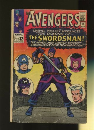 Avengers 19 Gd 2.  0 1 Book Marvel 1st Swordsman Appearance 1965 Captain