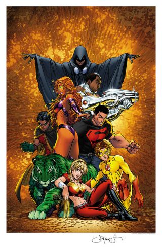 Michael Turner Dc Comics Teen Titans 1 Cover Print Signed Steigerwald