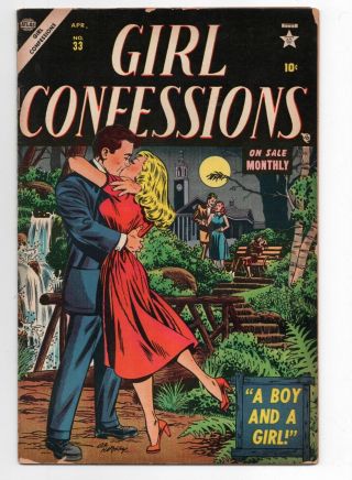 Atlas Comics Girl Confessions 33 1954 Pre Code Romance Marvel Love