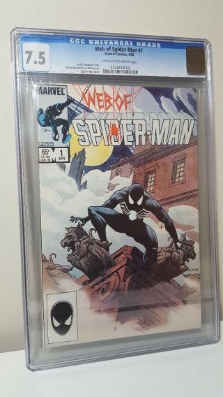 Web Of Spider - Man 1 Cgc 7.  5 Oww Charles Vess Black Costume Cover.