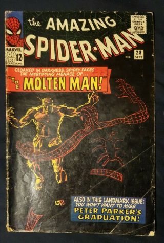 The Spider - Man 28 (sep 1965,  Marvel) 5.  0 Vg/fn