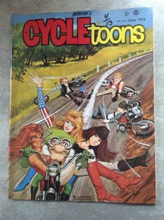 June 1970 Cycletoons Motorcycle Chopper Hot Rod Drag Comic Book Cartoons Toons