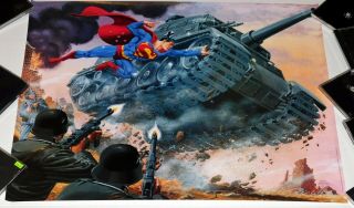 Superman Vs Tank Ww2 Battle Dc Comic Poster 1990 Jerry Ordway Art