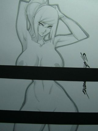 Samus Metroid Nintendo Snes Girl Sexy Busty Sketch Pinup - Daikon Art