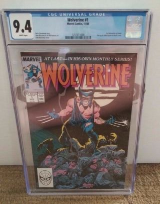 Wolverine 1 (marvel Comics,  1988) Cgc Graded 9.  4 White Pages