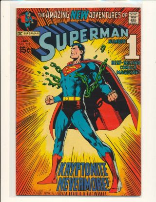 Superman 233 - All Kryptonite Destroyed & Classic Neal Adams Cover Fine Cond.