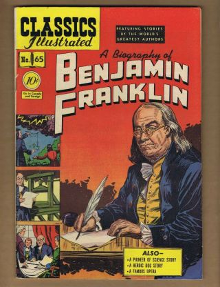 Classics Illustrated 65 (vg) Hrn 64 (o) Benjamin Franklin 1949 (c 06197)