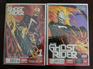 All Ghost Rider 1 - 2 Signed By Laura Martin 1st Robbie Reyes/hulu Show Nm