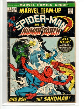 Marvel Team - Up 1 Gd/vg Spider - Man And The Human Torch,  The Sandman