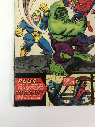 The Spider - Man Annual 3 Marvel Comics 1966 Avengers & Hulk App.  VG, 4