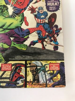 The Spider - Man Annual 3 Marvel Comics 1966 Avengers & Hulk App.  VG, 5