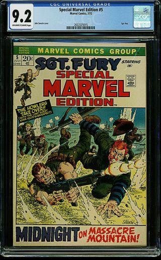 Special Marvel Edition 5 Cgc 9.  2 Ow/w Starring Sgt.  Fury
