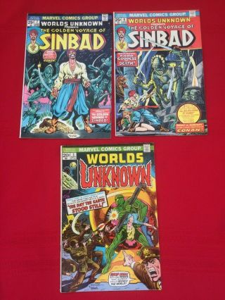Worlds Unknown 3,  7,  8 (marvel Comics 1973) Sinbad,  Day The Earth Stood Still