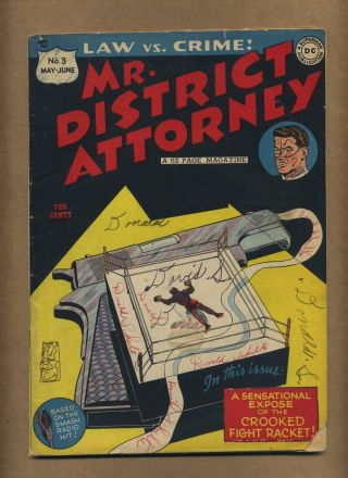 Mr.  District Attorney 3 (fr, ) Dc Comics 1948 Golden Age Crime Mystery (c 10542)