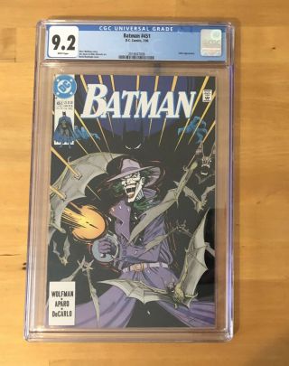 Batman 451 (1990) Classic Joker Cover Cgc 9.  2 White Pages Nm