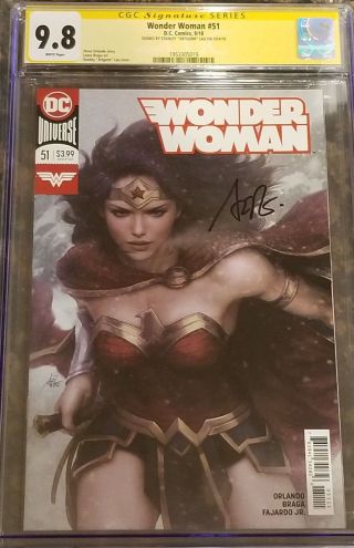Wonder Woman 51 Variant_cgc 9.  8 Ss_signed By Cover Artist Stanley " Artgerm " Lau