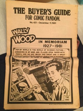 Buyer’s Guide For Comic Fandom Newspaper 1981 Wally Wood In Memoriam