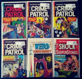 E.  C.  Comics Crime Patrol 4,  5,  7 & 9,  Weird Science - Fantasy 2 And Shock Sus