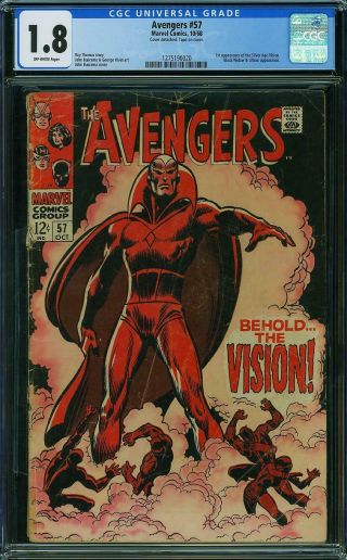 Avengers 57 Cgc Good 1 Comic First Vision Avengers Hulk Thor Ironman