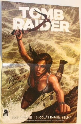 2014 Gail Simone & Selma Signed Tomb Raider 11 X 17 " Dark Horse Promo Poster