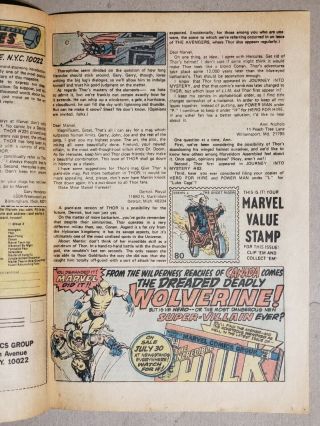 Thor 229 Wolverine Ad Hulk 181 Marvel Value Stamp Intact 5