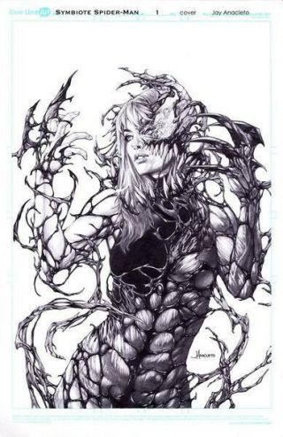 Symbiote Spider - Man 1 Jay Anacleto Sketch Variant Limited To 1000