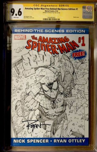 Spider - Man 1 Cgc 9.  6 Behind The Scenes Variant Ss Signed By Ryan Ottley