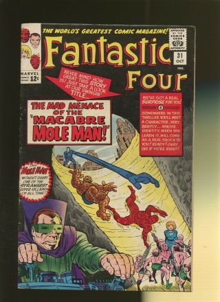 Fantastic Four 31 Vg,  4.  5 1 Book Avengers Mole - Man Stan Lee & Jack Kirby