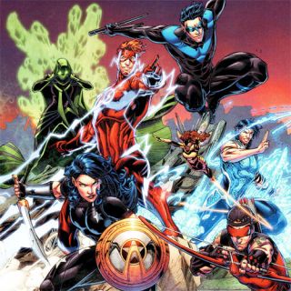 Titans 1 Signed Art Print Tempest Nightwing Brett Booth Arsenal Flash Rapmund