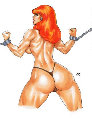 Red Sonja Dynamite Comics Art Sexy Chained By Chris Foulkes