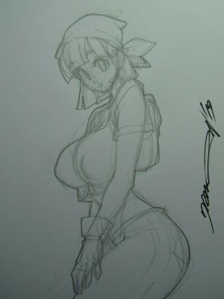 Pan Dragon Ball Gt Girl Sexy Busty Sketch Pinup - Daikon Art