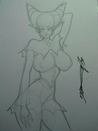 Jinx Teen Titans Girl Sexy Busty Sketch Pinup - Daikon Art