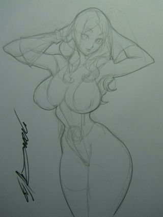 Shadowcat X - Men Girl Sexy Busty Sketch Pinup - Daikon Art