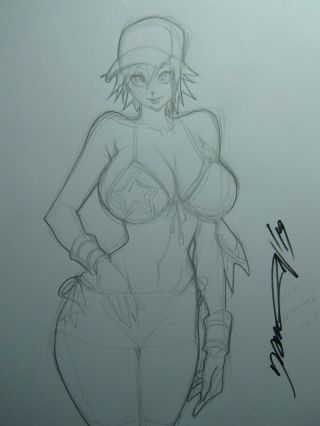 Alice Nakata King Of Fighters Girl Sexy Busty Sketch Pinup - Daikon Art