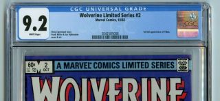 Wolverine (Limited Series) 2 1982 CGC 9.  2 1st full Yukio Claremont/Miller 3