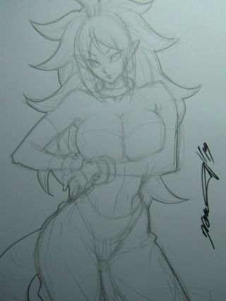 Android 21 Dragon Ball Girl Sexy Busty Sketch Pinup - Daikon Art