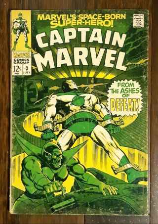 Captain Marvel 3 (vol.  1).  Vg,  Cond.  (july 1968,  Marvel) Silver Age Classic