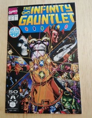 The Infinity Gauntlet 1 Comic Book Silver Surfer Dr Strange Hulk Spiderman 1991