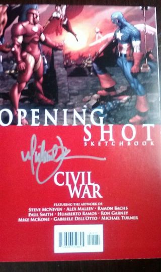 Marvel Comics Iron Man Civil War Opening Shot Michael Turner Signed Sketch Book